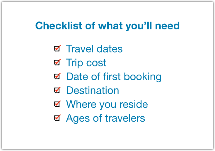 Checklist of what you will need to compare travel insurance