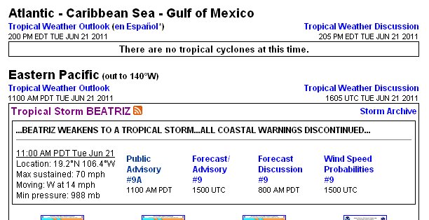 National Hurricane Center outlook