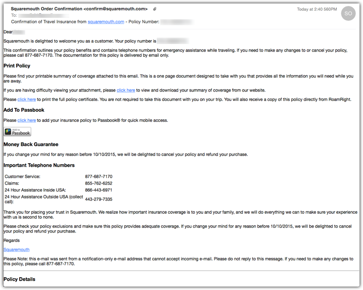 Travel Insurance Comparison Chart