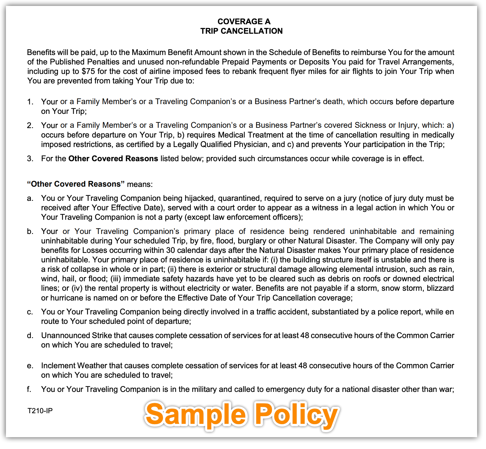 Covered Reasons for Trip Cancellation Travel Insurance Review