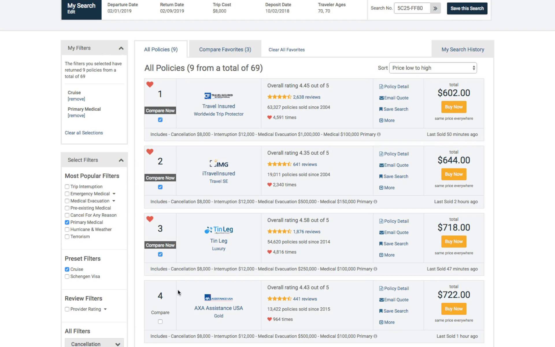 compare travel plans